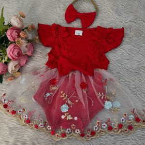 Floral Princess Red Baby Dress